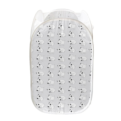 Doodle Bull Terrier Pattern Print Mesh Laundry Hamper
