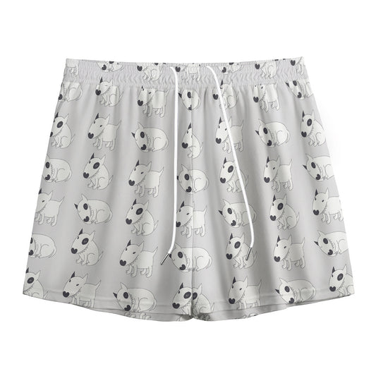 Doodle Bull Terrier Pattern Print Mesh Shorts