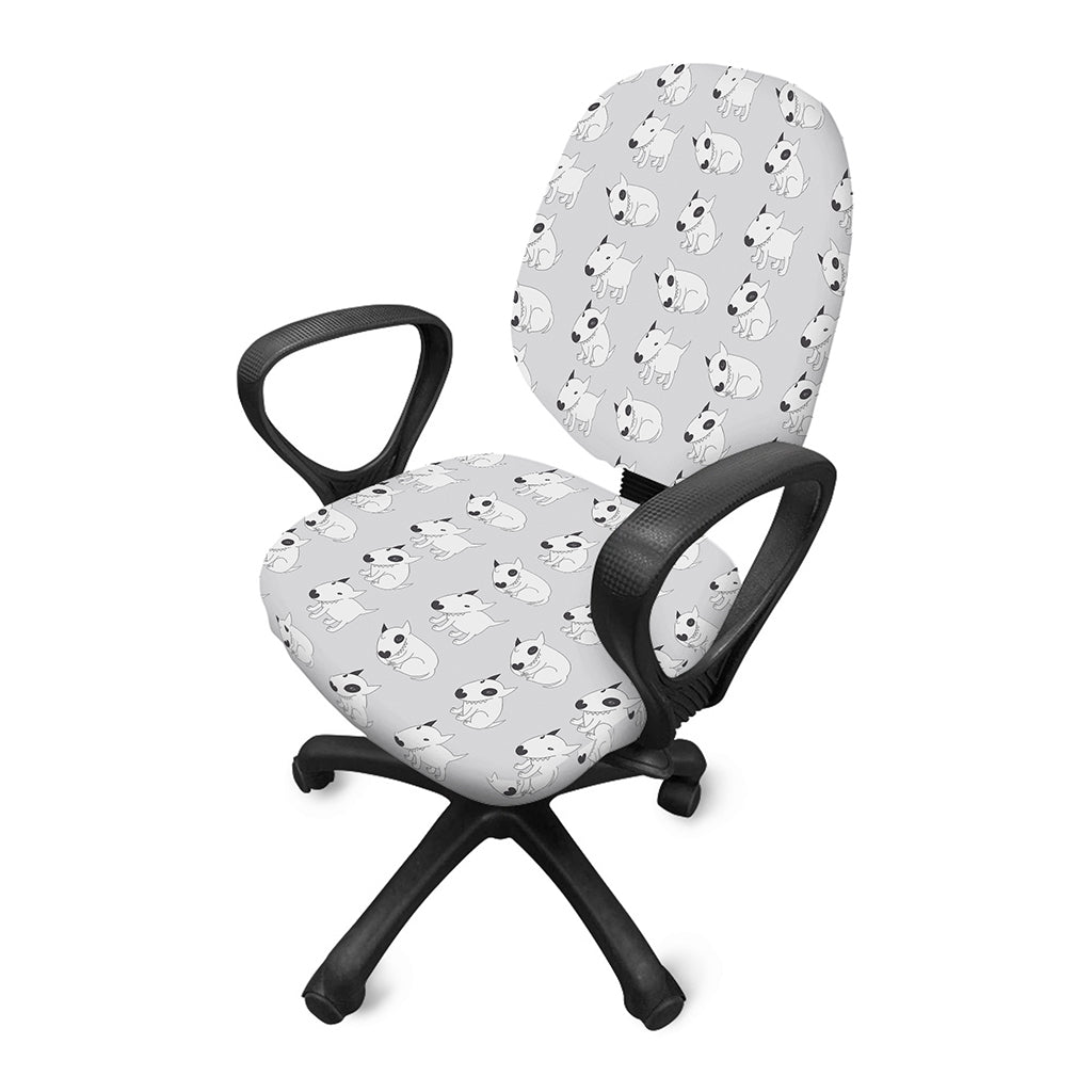 Doodle Bull Terrier Pattern Print Office Chair Cover