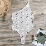Doodle Bull Terrier Pattern Print One Shoulder Bodysuit