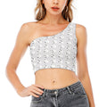 Doodle Bull Terrier Pattern Print One Shoulder Crop Top