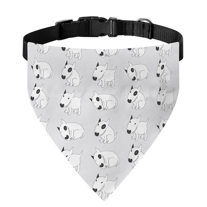 Doodle Bull Terrier Pattern Print Over The Collar Dog Bandana
