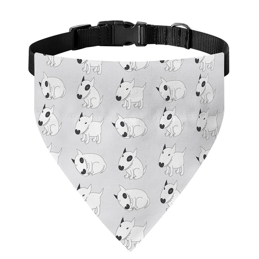 Doodle Bull Terrier Pattern Print Over The Collar Dog Bandana
