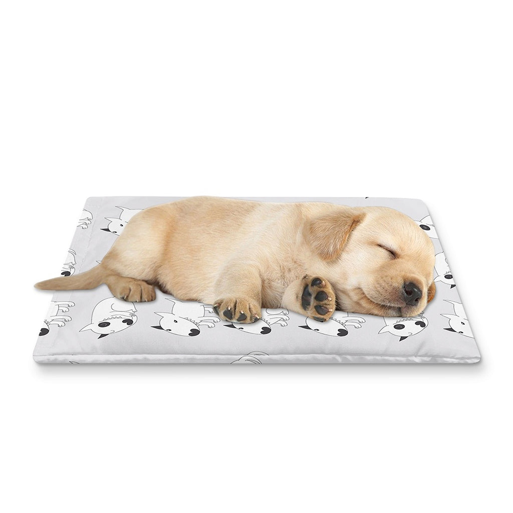 Doodle Bull Terrier Pattern Print Pet Cooling Mat Cover