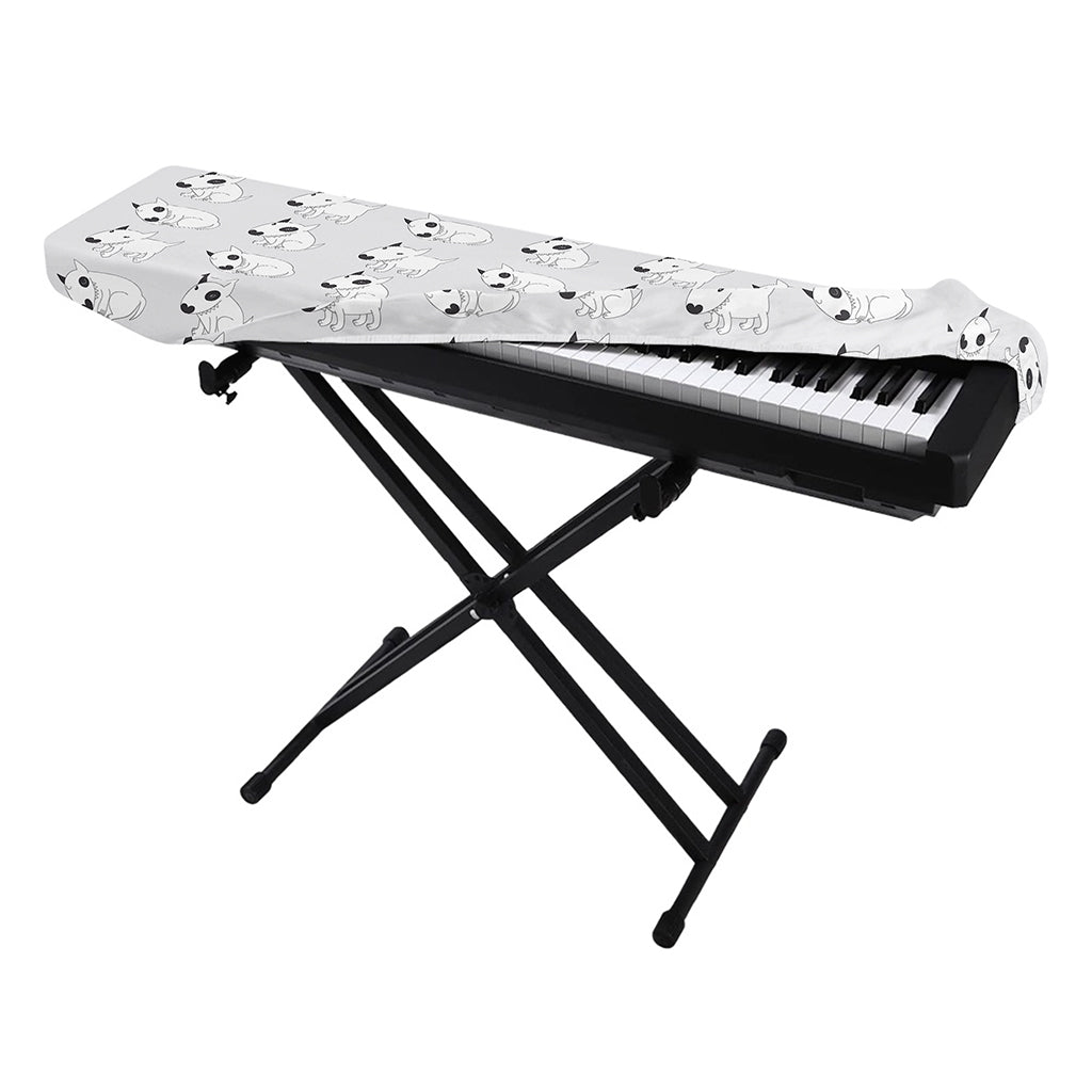 Doodle Bull Terrier Pattern Print Piano Keyboard Cover