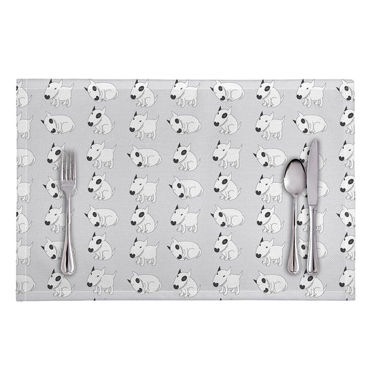 Doodle Bull Terrier Pattern Print Placemat