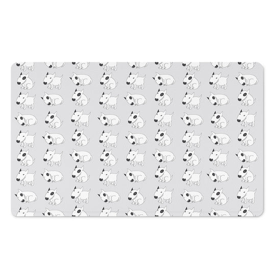 Doodle Bull Terrier Pattern Print Polyester Doormat