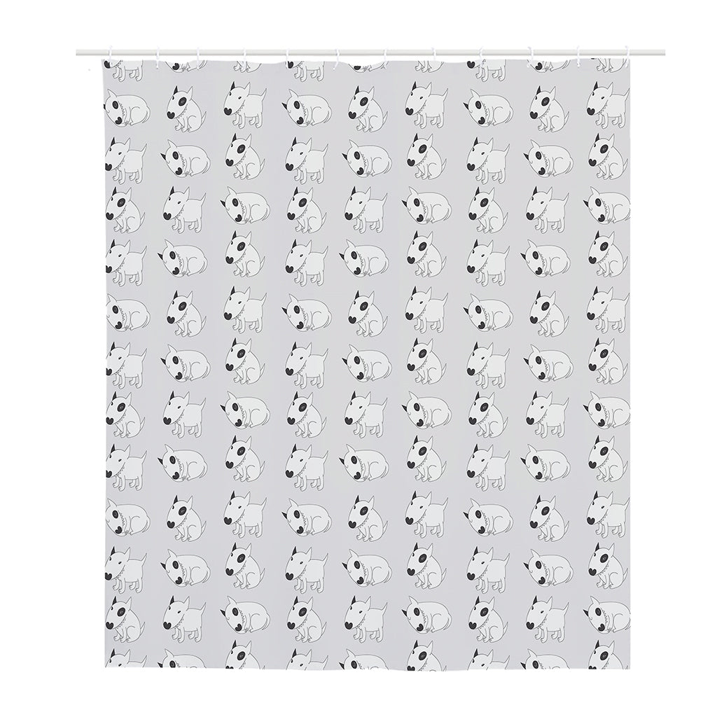 Doodle Bull Terrier Pattern Print Polyester Shower Curtain