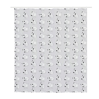 Doodle Bull Terrier Pattern Print Polyester Shower Curtain