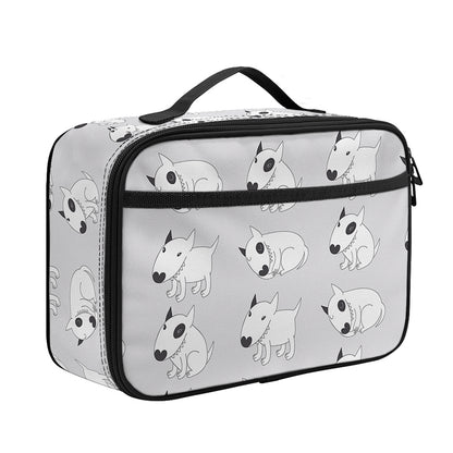 Doodle Bull Terrier Pattern Print Portable Lunch Bag