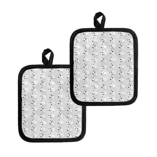 Doodle Bull Terrier Pattern Print Pot Holders