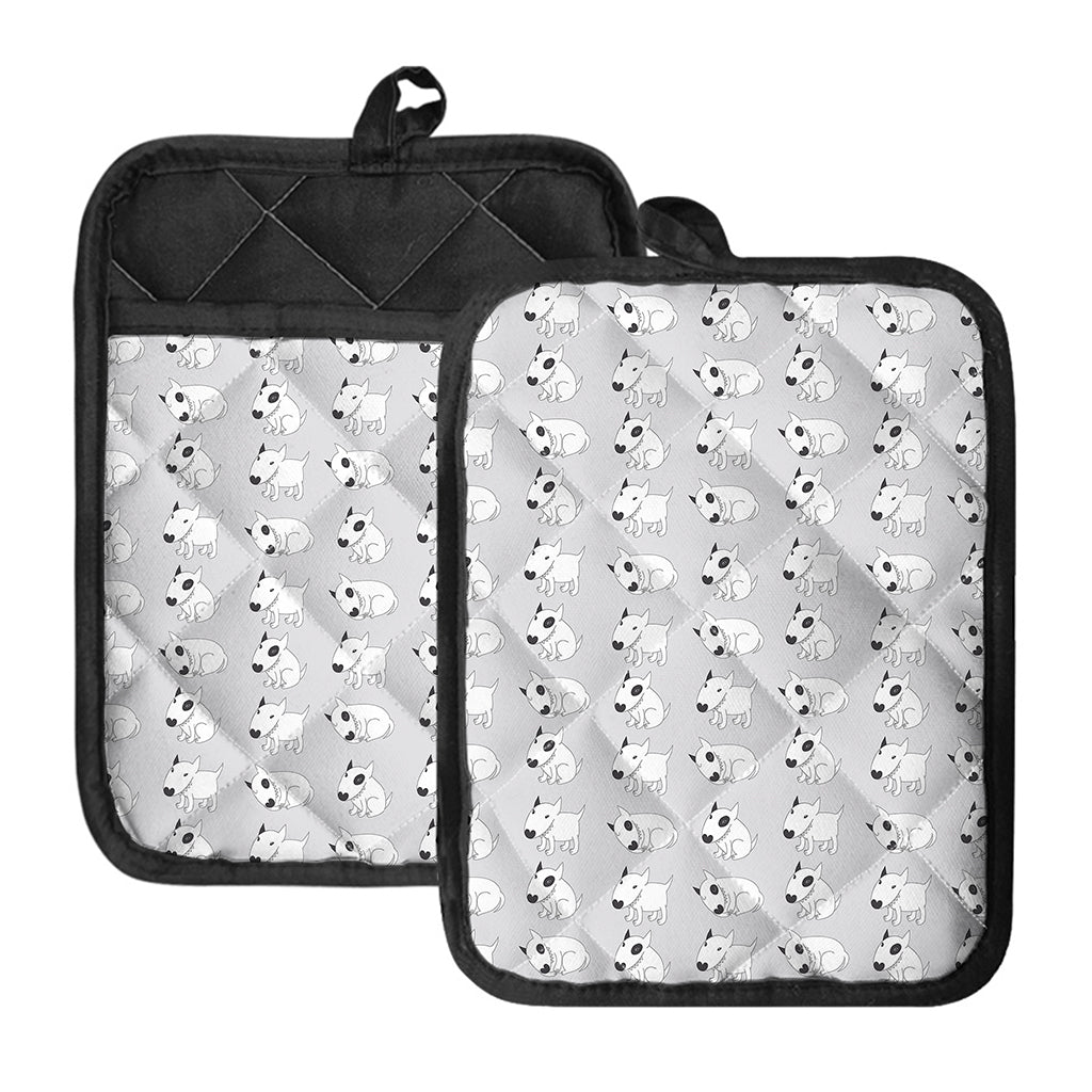 Doodle Bull Terrier Pattern Print Pot Holders With Pocket