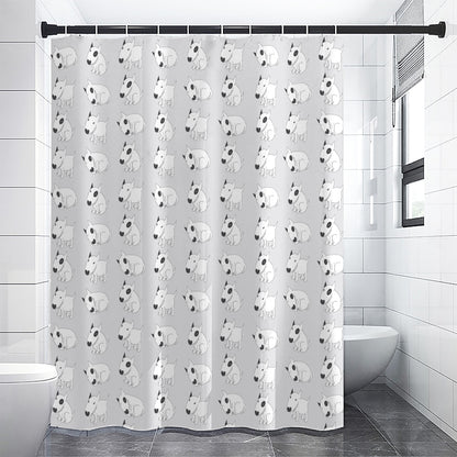 Doodle Bull Terrier Pattern Print Premium Shower Curtain
