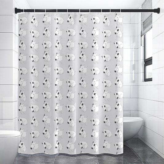 Doodle Bull Terrier Pattern Print Premium Shower Curtain