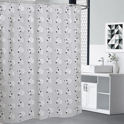 Doodle Bull Terrier Pattern Print Premium Shower Curtain