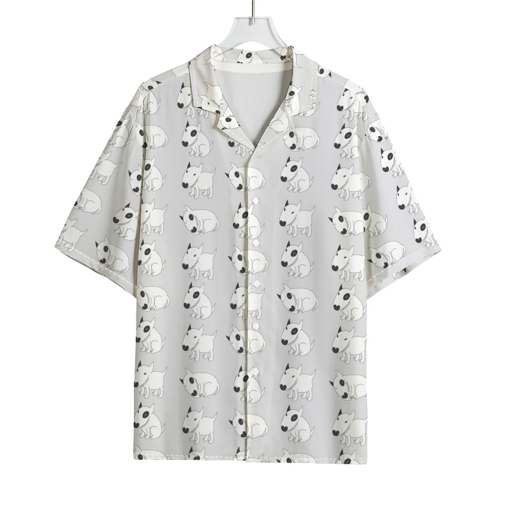 Doodle Bull Terrier Pattern Print Rayon Hawaiian Shirt