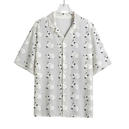 Doodle Bull Terrier Pattern Print Rayon Hawaiian Shirt