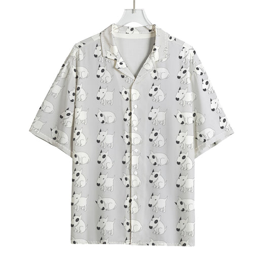 Doodle Bull Terrier Pattern Print Rayon Hawaiian Shirt
