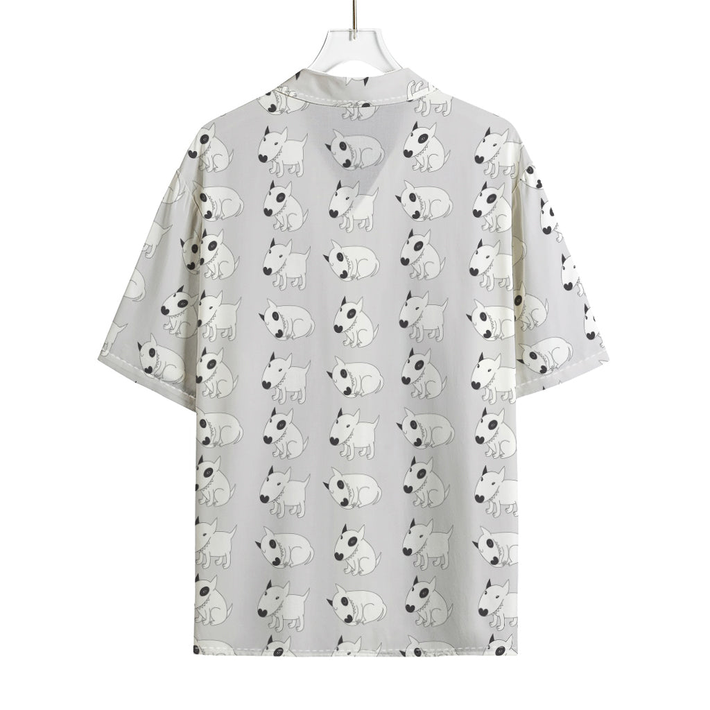 Doodle Bull Terrier Pattern Print Rayon Hawaiian Shirt