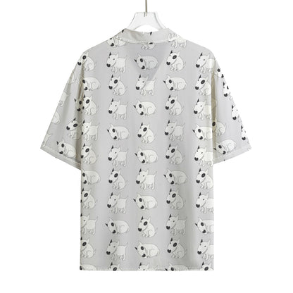 Doodle Bull Terrier Pattern Print Rayon Hawaiian Shirt