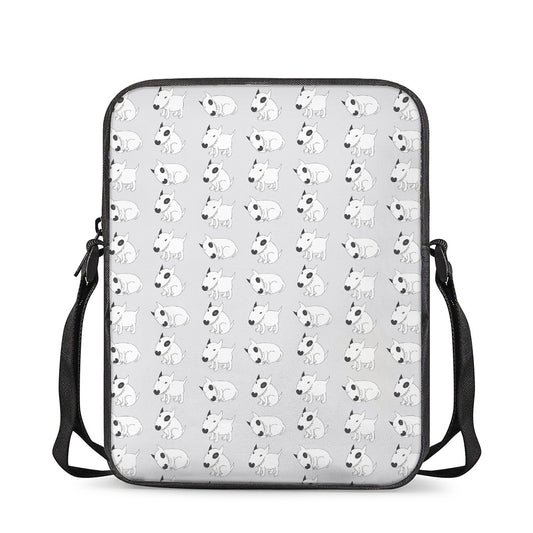 Doodle Bull Terrier Pattern Print Rectangular Crossbody Bag