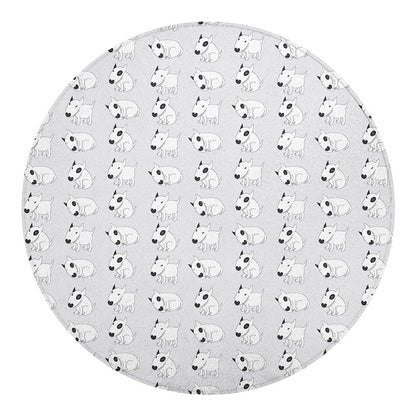 Doodle Bull Terrier Pattern Print Round Blanket