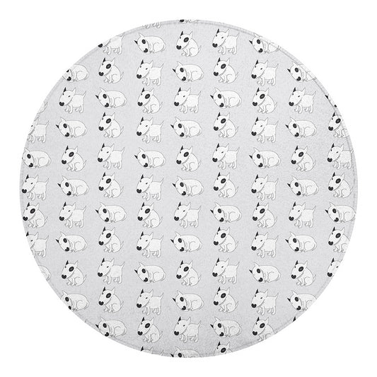 Doodle Bull Terrier Pattern Print Round Blanket