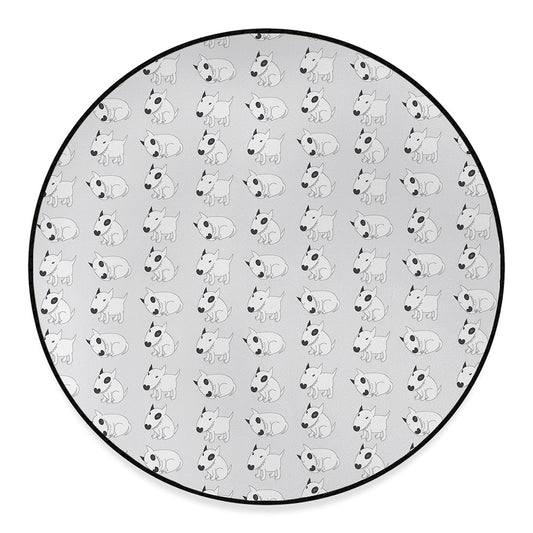 Doodle Bull Terrier Pattern Print Round Floor Mat