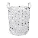 Doodle Bull Terrier Pattern Print Round Laundry Basket