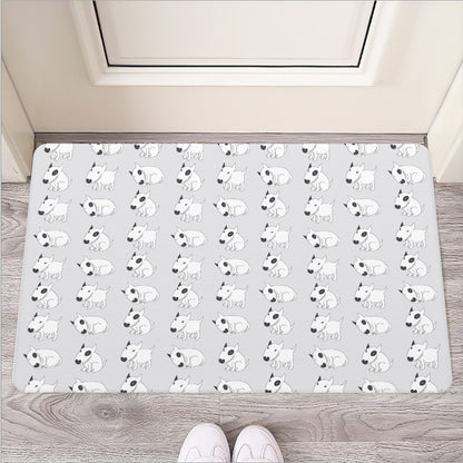 Doodle Bull Terrier Pattern Print Rubber Doormat