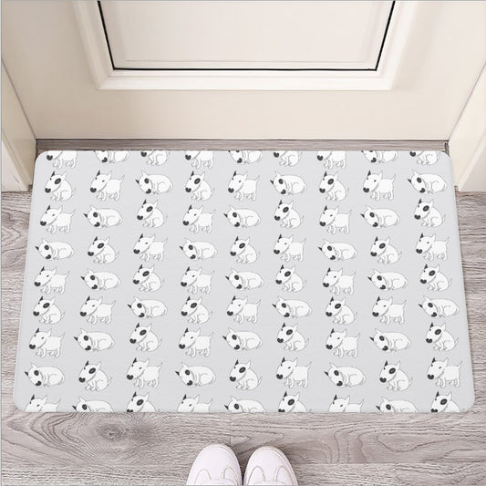 Doodle Bull Terrier Pattern Print Rubber Doormat