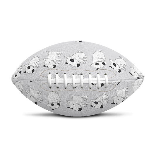 Doodle Bull Terrier Pattern Print Rugby Ball