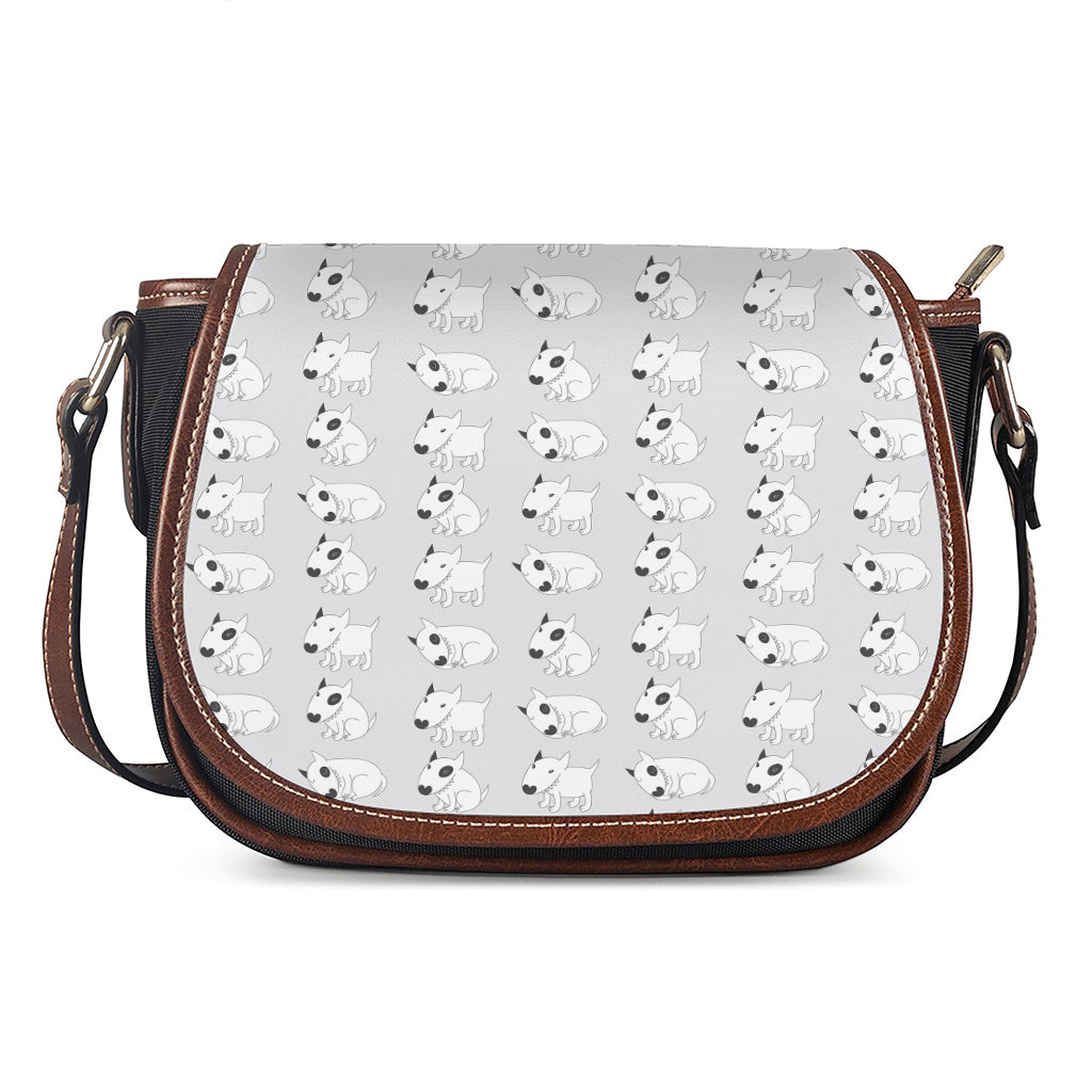 Doodle Bull Terrier Pattern Print Saddle Bag