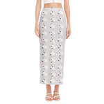 Doodle Bull Terrier Pattern Print Side Slit Maxi Skirt