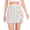 Doodle Bull Terrier Pattern Print Side Slit Mini Skirt