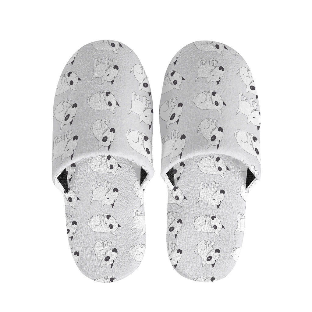 Doodle Bull Terrier Pattern Print Slippers
