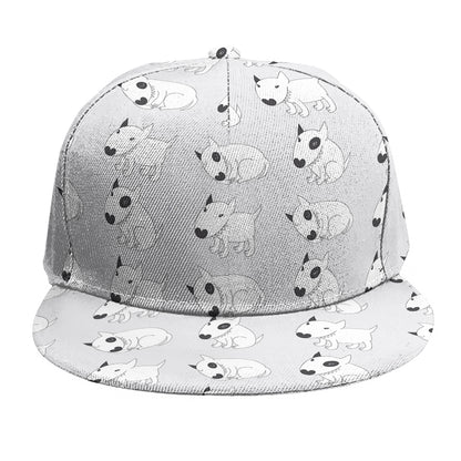 Doodle Bull Terrier Pattern Print Snapback Cap