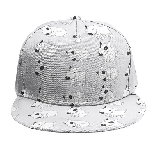 Doodle Bull Terrier Pattern Print Snapback Cap