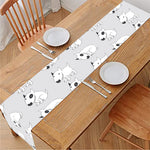 Doodle Bull Terrier Pattern Print Table Runner