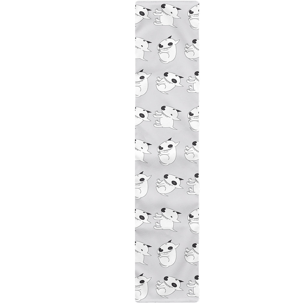Doodle Bull Terrier Pattern Print Table Runner