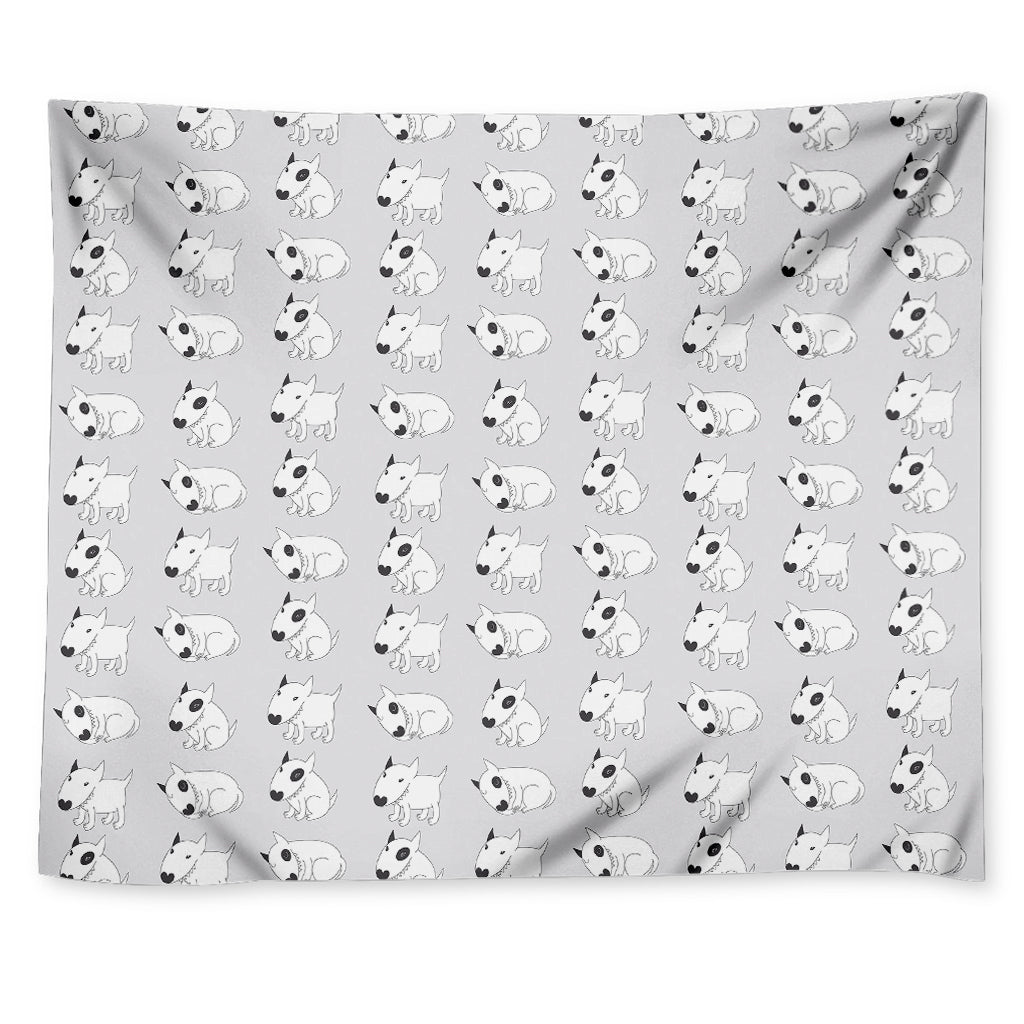 Doodle Bull Terrier Pattern Print Tapestry