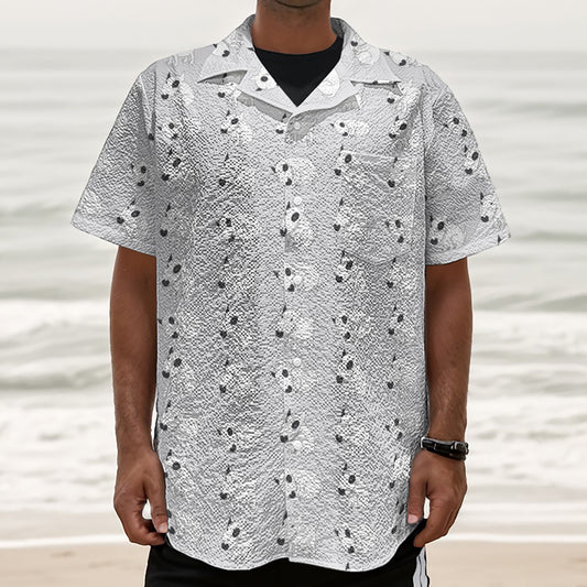 Doodle Bull Terrier Pattern Print Textured Short Sleeve Shirt