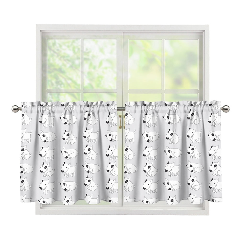 Doodle Bull Terrier Pattern Print Tier Curtains