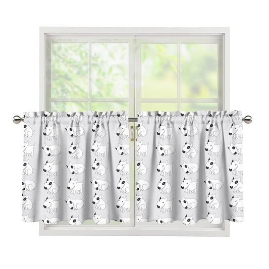 Doodle Bull Terrier Pattern Print Tier Curtains