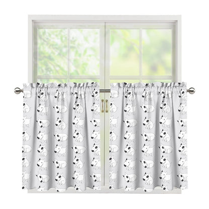 Doodle Bull Terrier Pattern Print Tier Curtains