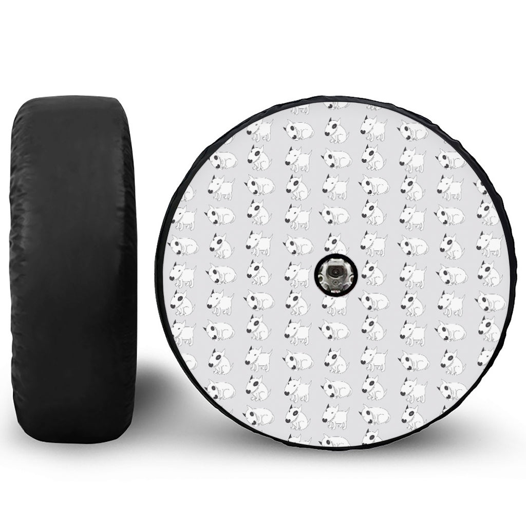 Doodle Bull Terrier Pattern Print Tire Cover With Camera Hole