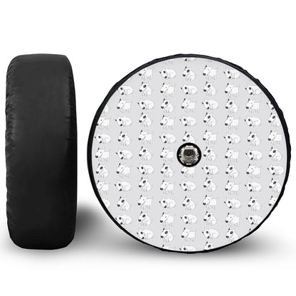 Doodle Bull Terrier Pattern Print Tire Cover With Camera Hole
