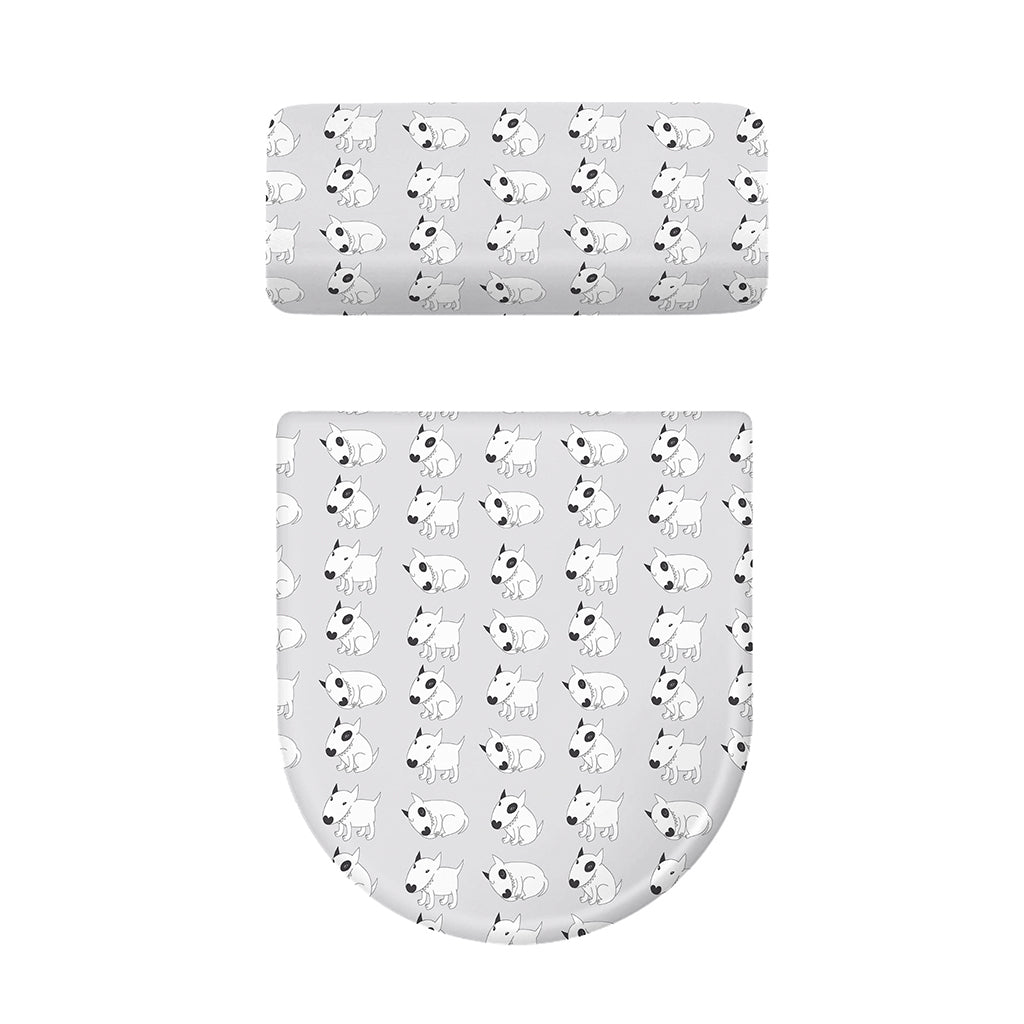 Doodle Bull Terrier Pattern Print Toilet Lid And Tank Cover Set
