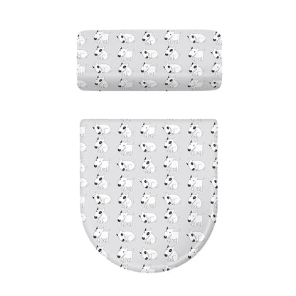 Doodle Bull Terrier Pattern Print Toilet Lid And Tank Cover Set