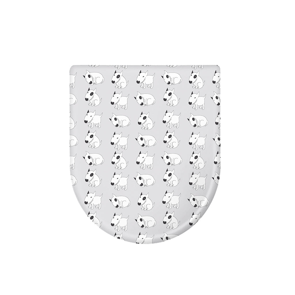 Doodle Bull Terrier Pattern Print Toilet Lid Cover